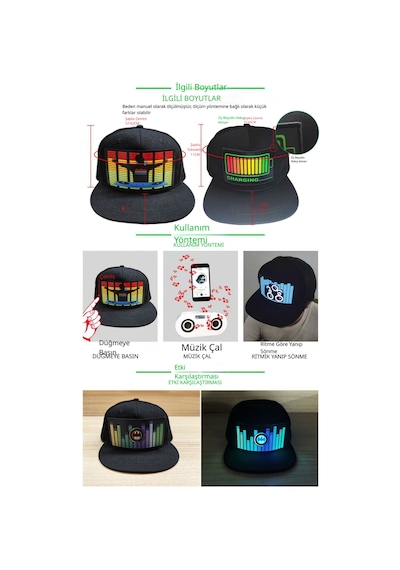 Ses Kontrollü Led Işıklı Parti Şapkası Müziğe Duyarlı El Panel Snapback Kep, Ritimle Yanıp Sönen Işıklı Festival, Konser, Parti Ve Sahne Şapkası Diğer Ses Kontrollü Led Işıklı Parti Şapkası Müziğe Duyarlı El Panel Snapback Kep, Ritimle Yanıp Sönen Işıklı Festival, Konser, Parti Ve Sahne Şapkası Diğer