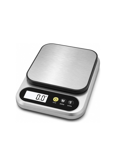 10 Kg Dijital Hassas Mutfak Tartısı - Lcd Ekranlı, Paslanmaz Çelik Tartım Yüzeyi, Dara Tare Fonksiyonlu, Gram & Ons Ölçüm Çok Renkli