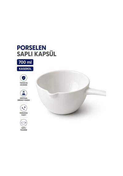 Porselen Saplı Kapsül 700 Ml Kaserol