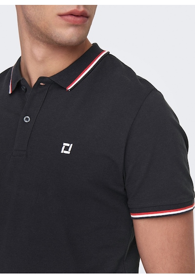Only & Sons Düz Siyah Erkek Polo T-shirt - 22024827