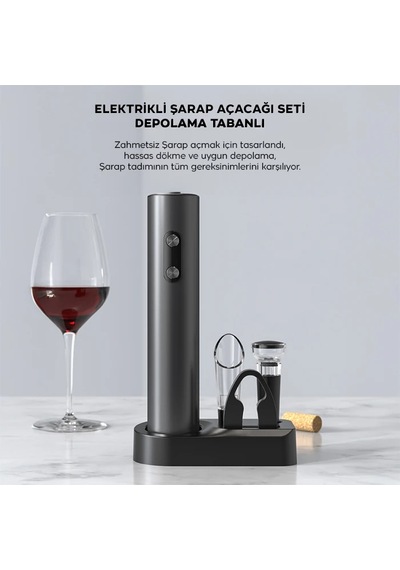 Ezere Sarjlı Otomatik Şarap Açacağı Tirbuşon Seti Şarap Açma Seti- 5775 Renkli