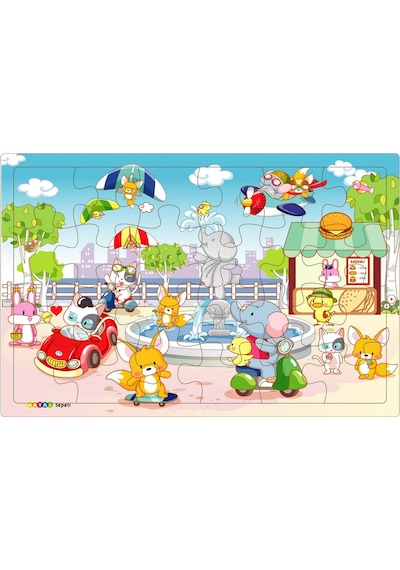 Yeni 4 Adet 24 Parçalı Ahşap Puzzle Yapboz Sevimli Dostlar. Kara