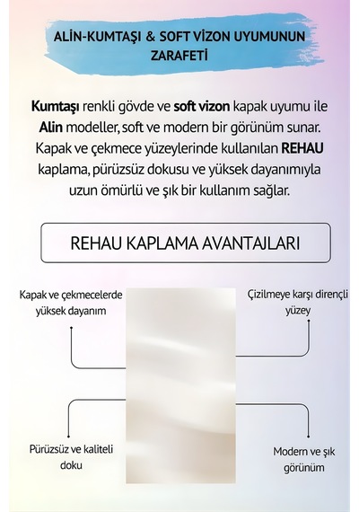 Alin Şifonyer - Çekmeceli Kumtaşı Renk Mdf Gürgen Ağacı Ayaklı Diğer