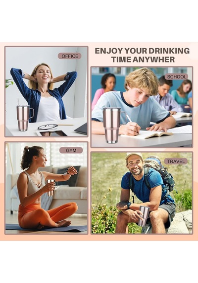 30oz Saplı Bardak, Paslanmaz Çelik Yalıtımlı Kapaklı Ve Pipetli Bardak, Çift Duvarlı Vakum Yalıtımlı Kahve Kupası Bardak, Soğuk Ve Sıcak İçin Yalıtımlı Kahve Termal Kupası Gül Altın Çok Renkli 30oz Saplı Bardak, Paslanmaz Çelik Yalıtımlı Kapaklı Ve Pipetli Bardak, Çift Duvarlı Vakum Yalıtımlı Kahve Kupası Bardak, Soğuk Ve Sıcak İçin Yalıtımlı Kahve Termal Kupası Gül Altın Çok Renkli