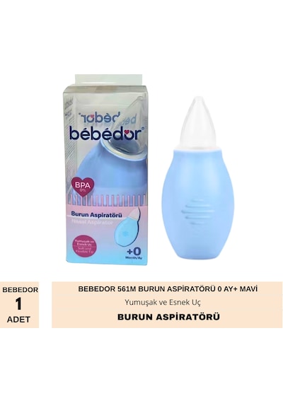 Bebedor 561m Yumuşak Ve Esnek Uç Burun Aspiratörü Mavi 0 Ay+
