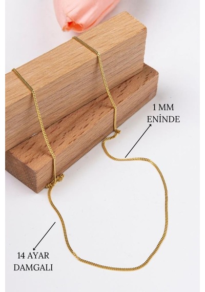 14 Ayar Altın Zincir 1 Mm 50 Cm Gurmet Zincir Kadın Kolye Lkznc1086