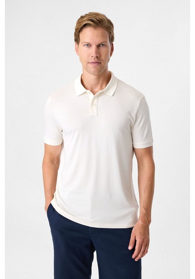 Back And Bond Beyaz Regular Fit Polo Yaka Tişört