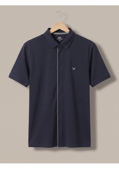 Maccali Erkek Lacivert Kısa Kollu Basic Polo Yaka Gömlek