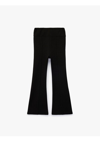 Koton Viskon Karışımlı Slim Fit İspanyol Paça Tayt Siyah 7wkg40172ak