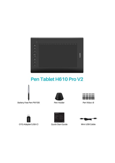 Huion H610 Pro V2 Grafik Çizim Tableti - Android Destekli Kalem