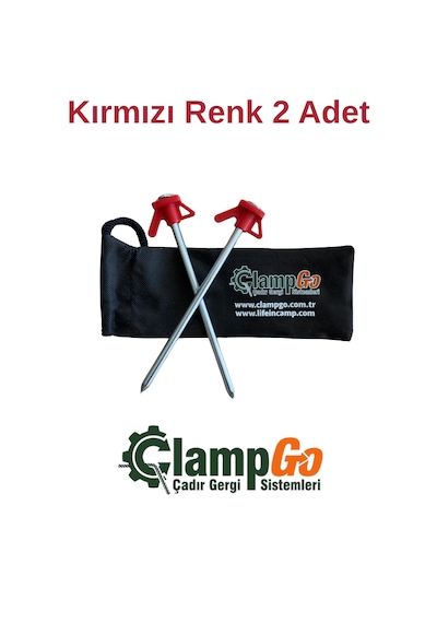 Clampgo Sert Zemin Çadır-tente-tarp Kazığı 8 Mm Kalınlığında 21 Cm Uzunluğunda 2 Adet Kırmızı