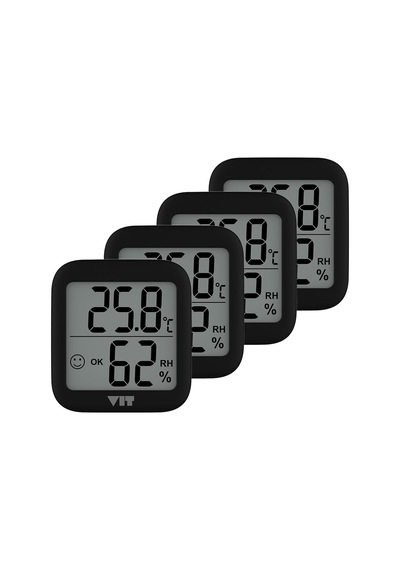 4'lü İç Mekan Dijital Isı Ve Nem Ölçer Siyah Termometre Bvt17-03 Thermometer