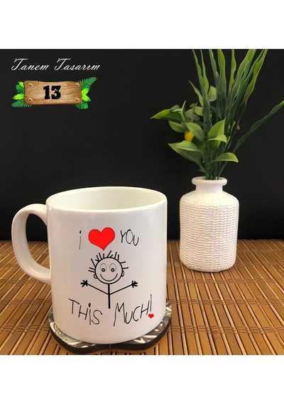 I Love You Romantik Çöp Adam - Porselen Kupa Beyaz