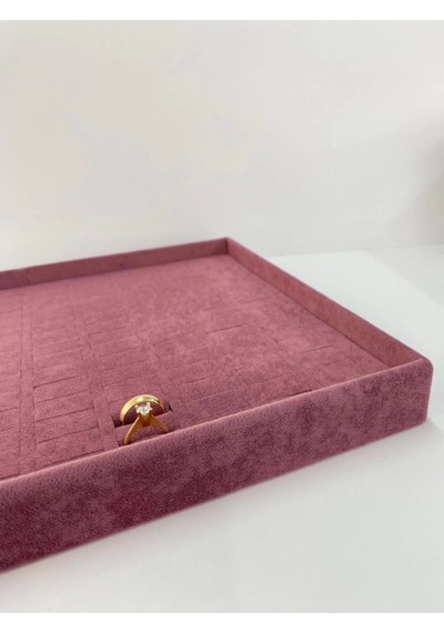 Yerli Üretim Süet Kumaş Bordo Renk 34/24cm Batırmalı Çekmece Içi Yüzük Tablası Çok Renkli