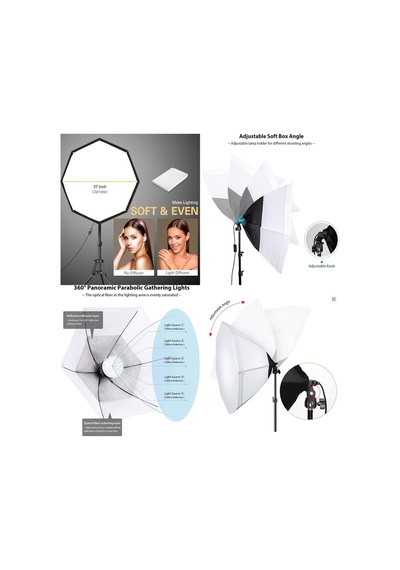 Ürün , Reklam , Stüdyo , Youtube , Vlog , Tiktok , Canlı Yayın Vb İçin 70cm Octagon Softbox Led Sürekli Işık