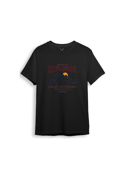 Mountain Explorer Dağcı Gezgin-araştırmacı Regular Fit %100 Pamuk Bisiklet Yaka Siyah T-shirt Siyah
