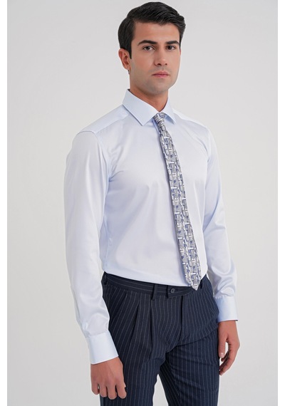 Efor Slim Fit %100 Pamuk Non Iron Kumaş Klasik Mavi Gömlek Gk 734 Mavi