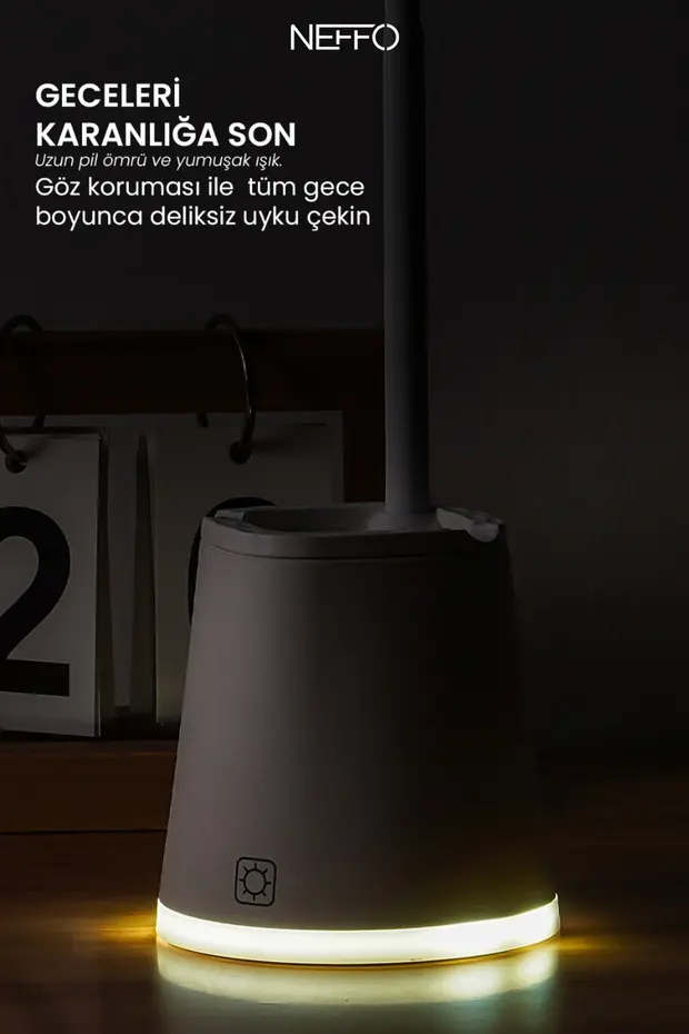 Şarjlı Dokunmatik Led Çalışma Okuma Işığı Flexible Masa Lambası 3 Kademeli Açık Pembe