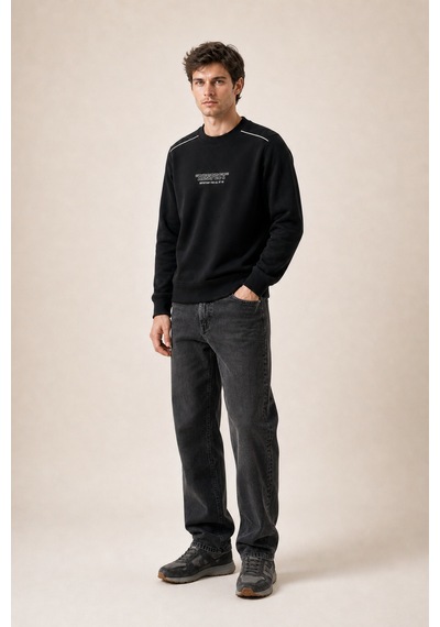 Redline Respect Bisiklet Yaka Regular Fit Kışlık Sweatshirt Siyah