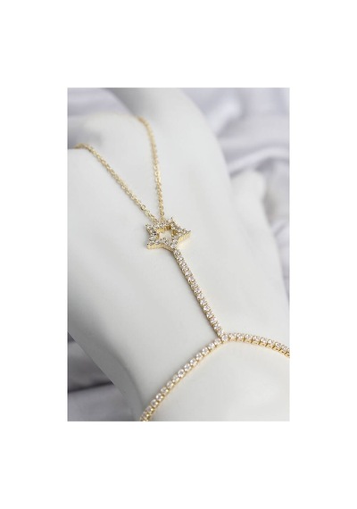 Gold Renk Pirinç Zirkon Taşlı Yıldız Model Şahmeran Tj-sn775 Evimdeyokyok