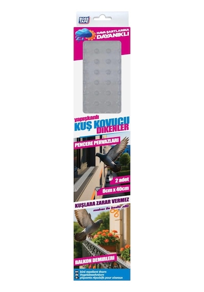 Yapışkanlı Kuş Kondurmaz Diken 2 Adet 8x40 Cm Şeffaf Kuş Uzaklaştırıcı Kuş Kovucu