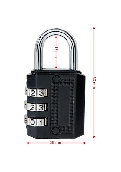 Ymk-1338 Üç Basamaklı Şifreli Asma Kilit Siyah 38 Mm
