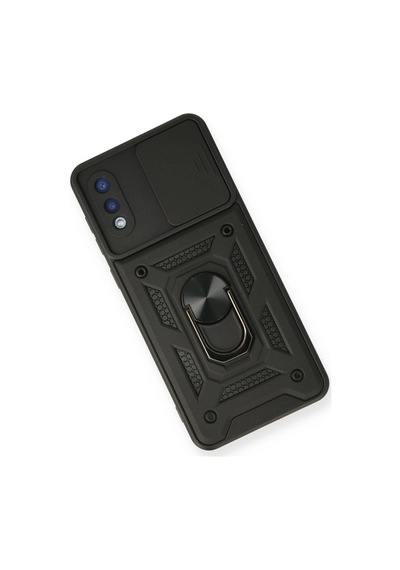 Samsung Galaxy A02 Kılıf Pars Lens Yüzüklü Silikon - Siyah