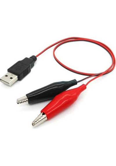 2 Set Usb Krokodil Çevirici Kablo - 5v Kaynak Test Kablosu 60cm M