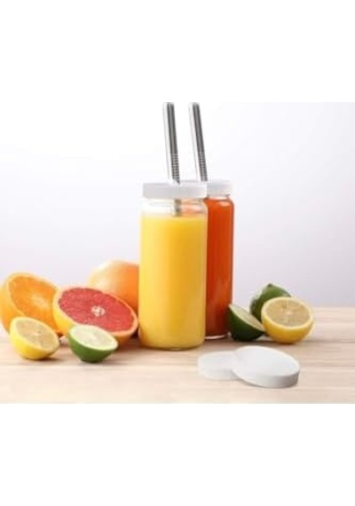 1 Adet 480ml Pipet Ve 2 Kapaklı Cam Bardak, Hava Geçirmez Kapak, Meyve Suyu, Boba, Smoothie,şeffaf Açık Kırmızı