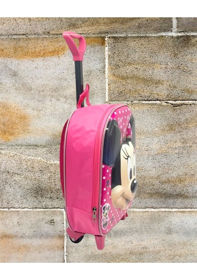 Tezzgelsin Anaokulu Kreş Çekçekli Pembe Mickey Mouse Figürlü 3-6 Yaş 3d Kabartmalı Sırt Okul Çantası Pembe