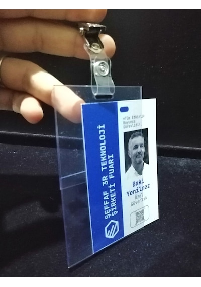 Pvc Mandallı Yaka Kartı İsimlik 7x10 Cm Dik Yaka Kartı Kıskaçlı