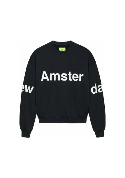 American Rag Cie New Amsterdam Logo Line Sweat - Oversize Unisex Crewneck, Yüksek Kalite 455gms Pamuk Siyah American Rag Cie New Amsterdam Logo Line Sweat - Oversize Unisex Crewneck, Yüksek Kalite 455gms Pamuk Siyah