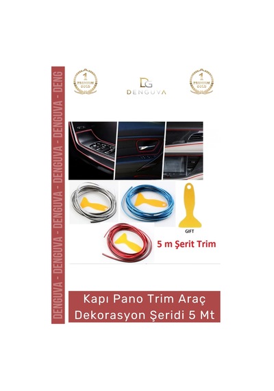Otodekor İç Trim Galvanik Şerit Pano Süsleme Esnek Pvc Lüks Aksesuar Araba Dekorasyon 5 Metre