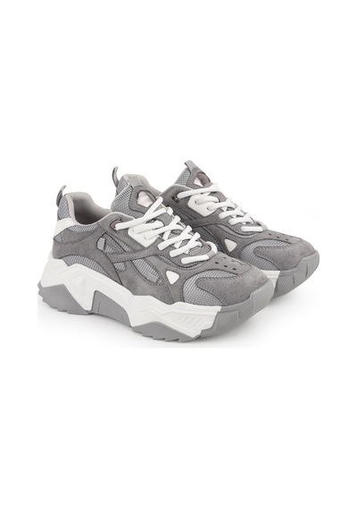 Libero L083.65137 Gri Hakiki Deri Kadın Sneaker Yüksek Tabanlı Rahat Spor Ayakkabı Gri