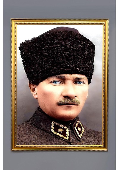 Atatürk Portresi Dijital Baskılı Kadife Kumaş Çerçeveli Tablo Tbl0042