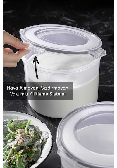 Meleni Home Vakum Kapaklı Yoğurt Kefir Mayalama Kabı Sızdırmaz Contalı Saklama Kabı 2.5 L