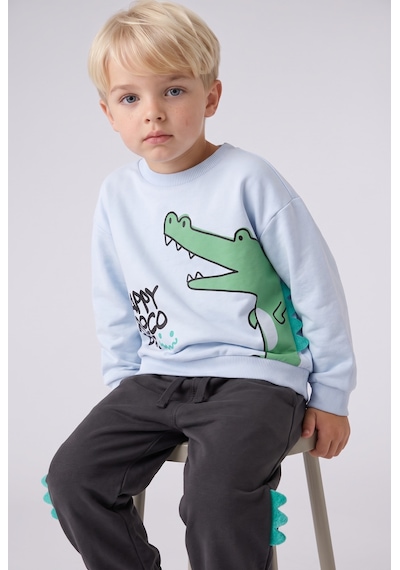 Defacto %100 Pamuk Timsah Baskılı Ve Aplike Detaylı 2li Sweatshirt Takım Erkek Bebek I3754a526wnbe771 Mavi-be771