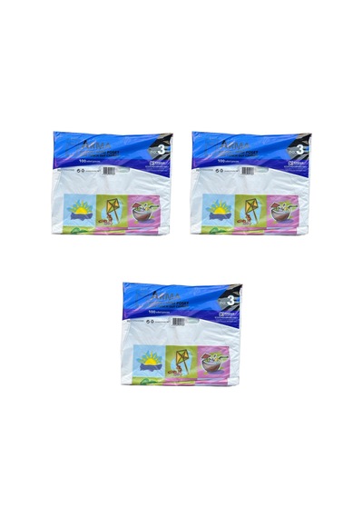Arma Baskılı Mini Blok Poşet Torba - No : 3 - 30 x 50 CM - Beyaz - 100 Adetlik 3 Paket