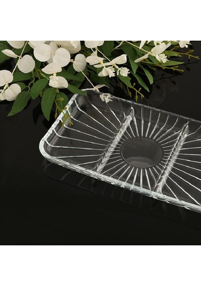 Paşabahçe Elegant Dikdörtgen Bölmeli Cam Kayık Tabak 27x16 Cm 54983 Şeffaf