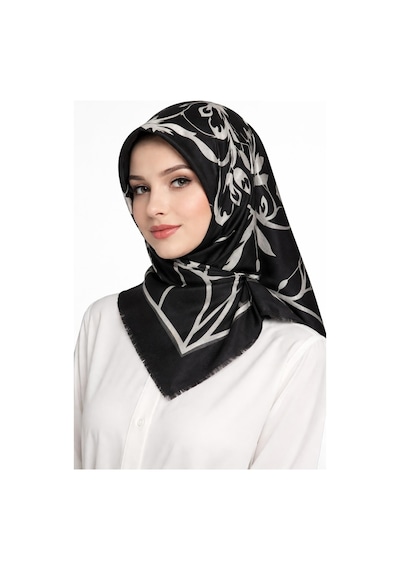 Sinem Emprime Koton Eşarp - Siyah / Beyaz-6292 Siyah,beyaz-15