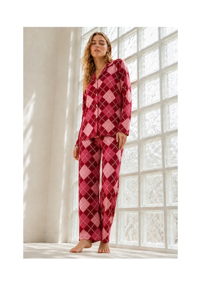 Fit Women Kadın Regular Bürümcük Kırmızı Pijama Takımı