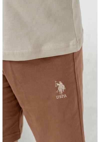 U.s Polo Assn. 2473 Kısa Kol Erkek Çocuk Bermuda Şort Pijama Takımı Bej