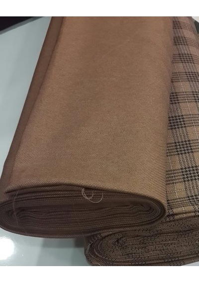 Karmen Ekose Ve Düz Kombin Kışlık Etek Takım Ceket Kumaşı Camel