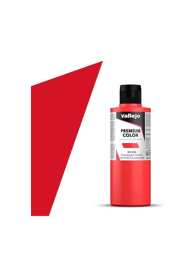 Vallejo 63034 200 Ml. Scarlet Fluo, Premium Rc Color Serisi Model Boyası Renkli