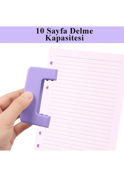 Lila Delgeç Metal 1 Adet 10 Sayfa Enerji Tasaruflu Delegeç Perfaratör Kağıt Delgeci 1 Paket Lila
