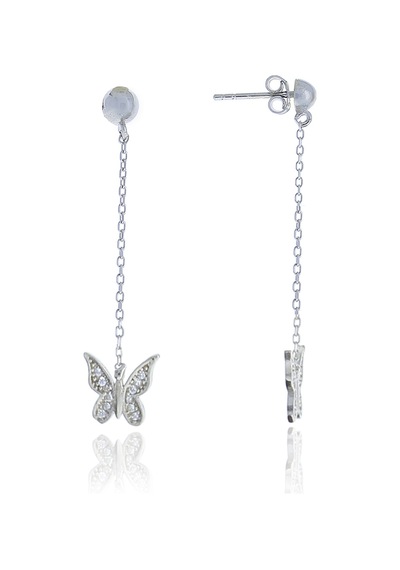 Kelebek Model Zirkon Taşlı Gümüş Kadın Küpe 201024998 Gümüş