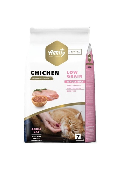 Amity Super Premium Tavuklu Düşük Tahıllı Yetişkin Kedi Maması 7 Kg