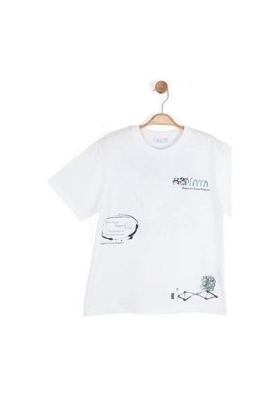 Nk Kids Erkek Çocuk Pamuklu Sırt Baskılı Oversize T-shirt-15874 Beyaz