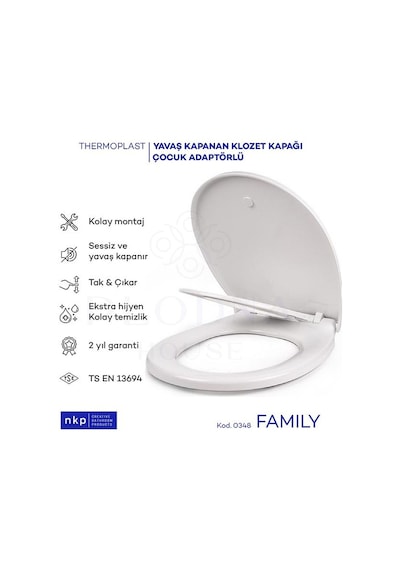 Family C Model Çift Kullanımlı Klozet Kapağı Küçük&büyük Çocuk Ad