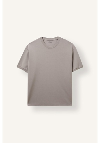 Defacto Kırışmaz Oversize Bisiklet Yaka Basic Kısa Kollu Tişört B6494ax26augr168 Gri-gr168